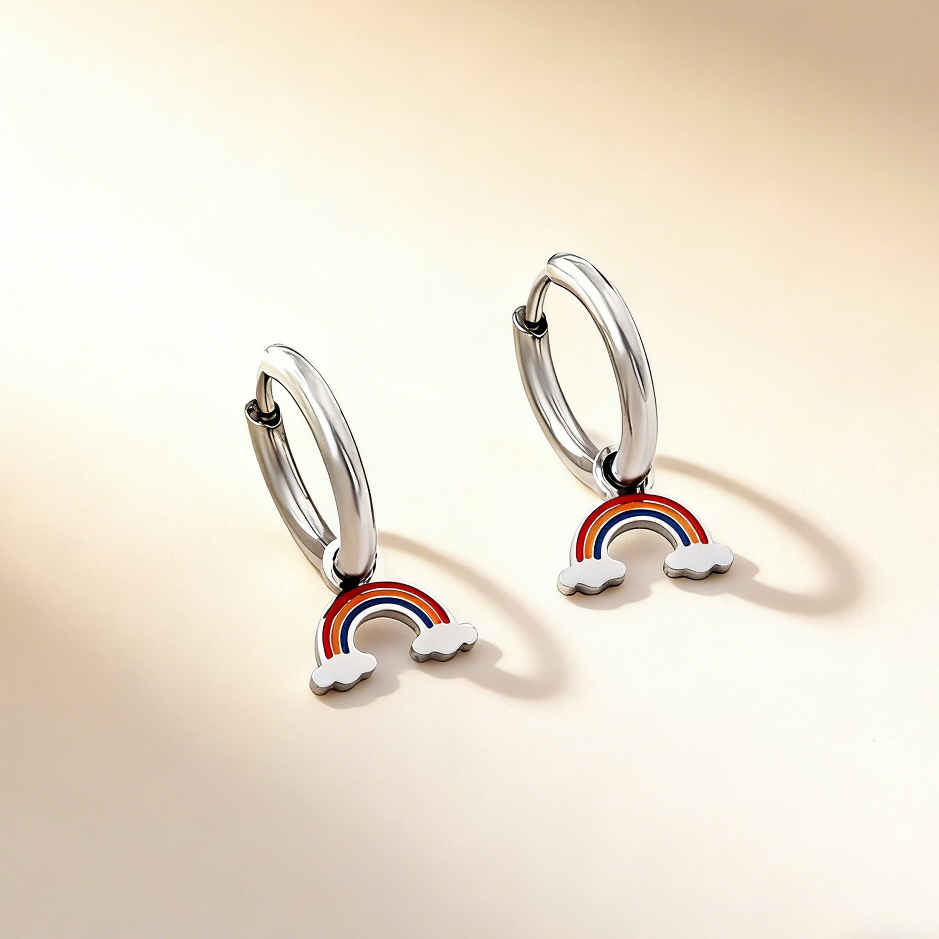 Damen Hängende Ohrstecker mit bunten Regenbogen-Anhängern und goldplattierter Oberfläche Shop Nory