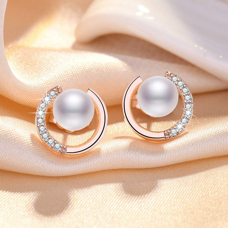 Damen Elegante Ohrringe mit Perlen und Kristallen Shop Nory