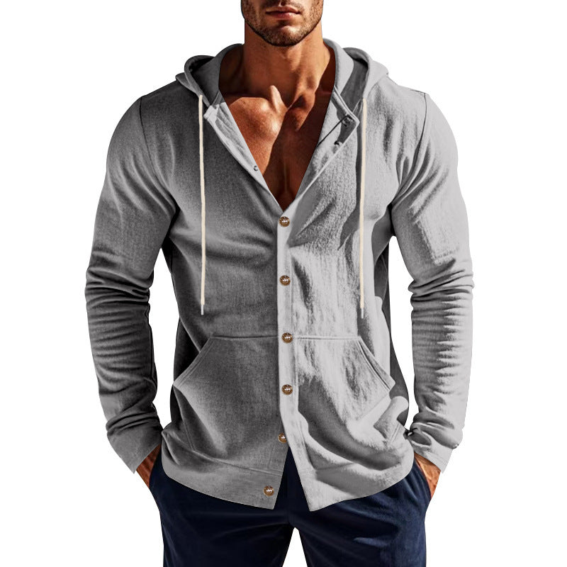 Herren nan Kapuzenknopfjacke aus Baumwollmischung slim fit mit Kängurutasche Shop Nory
