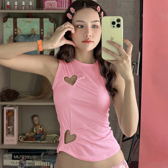 Damen modisches Trägershirt mit herzförmigem Cut-out und figurformendem Schnitt Shopnory