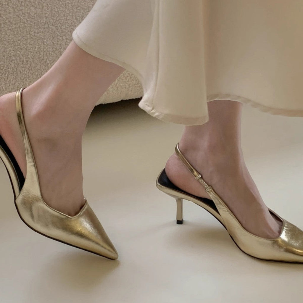 Damen elegante Slingback Pumps mit spitzem Design