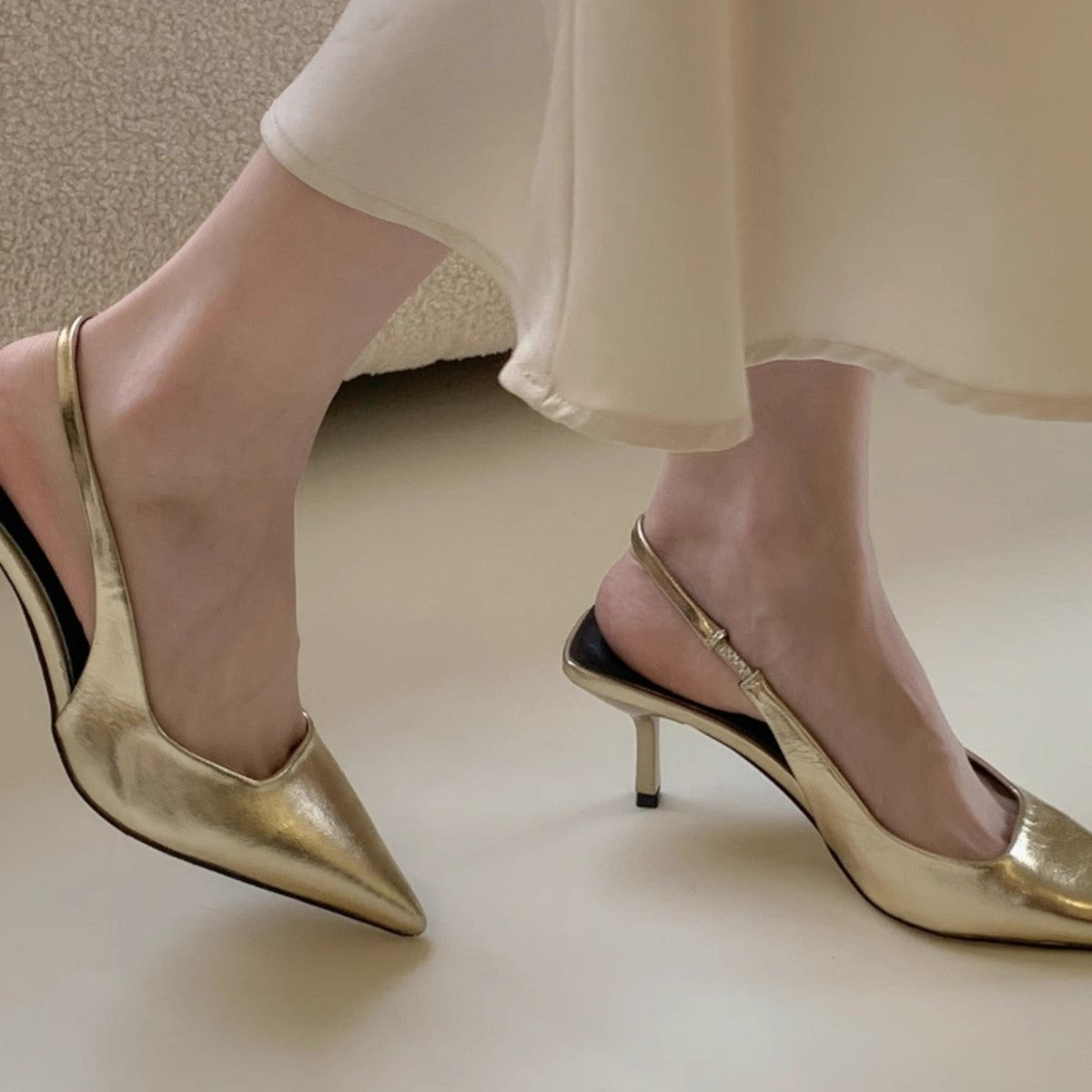 Damen elegante Slingback Pumps mit spitzem Design
