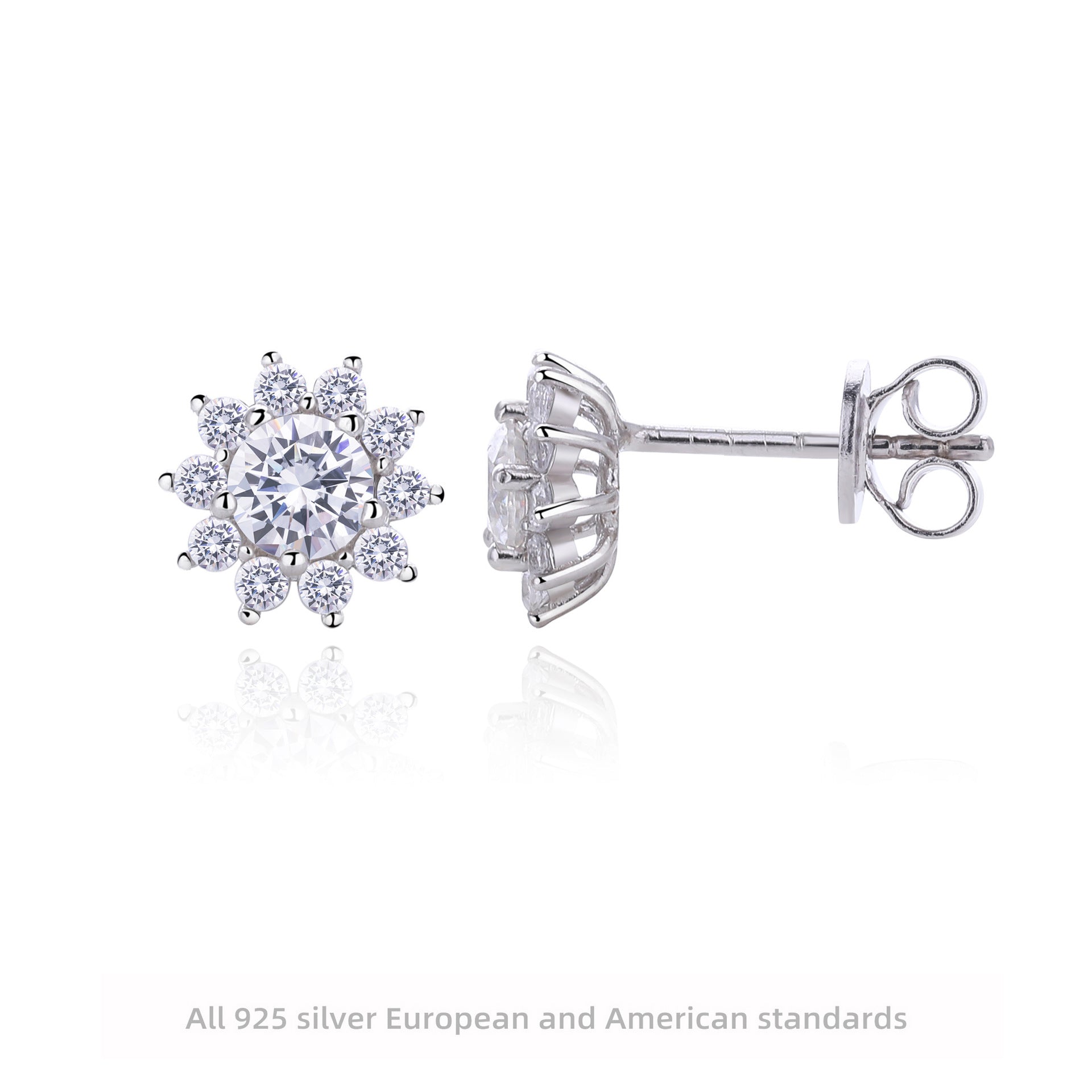 Damen Ohrstecker mit luxuriösem Moissanit-Blütenmotiv aus hochwertigem 925 Sterling Silber Shop Nory