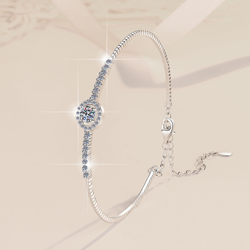 Damen Zartes Armband mit funkelndem Kristall und eleganter Umrandung Shop Nory