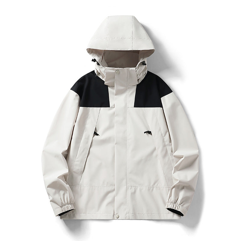 Herren zweifarbige leichte Softshell-Outdoorjacke mit Kapuze, wind- und wasserabweisender Membran Shop Nory