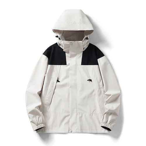 Herren zweifarbige leichte Softshell-Outdoorjacke mit Kapuze, wind- und wasserabweisender Membran Shop Nory