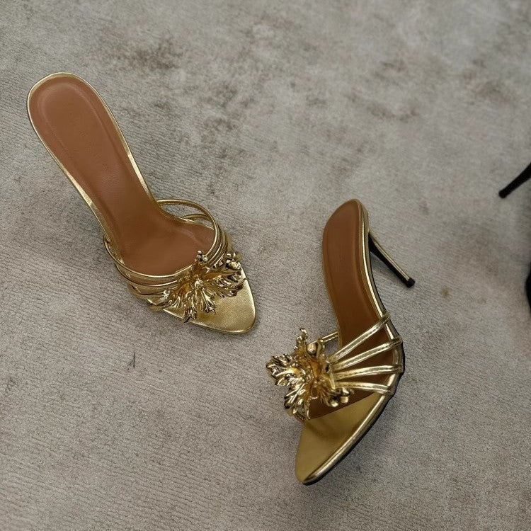 Damen offene High Heel Sandalen mit dekorativem Riemendesign