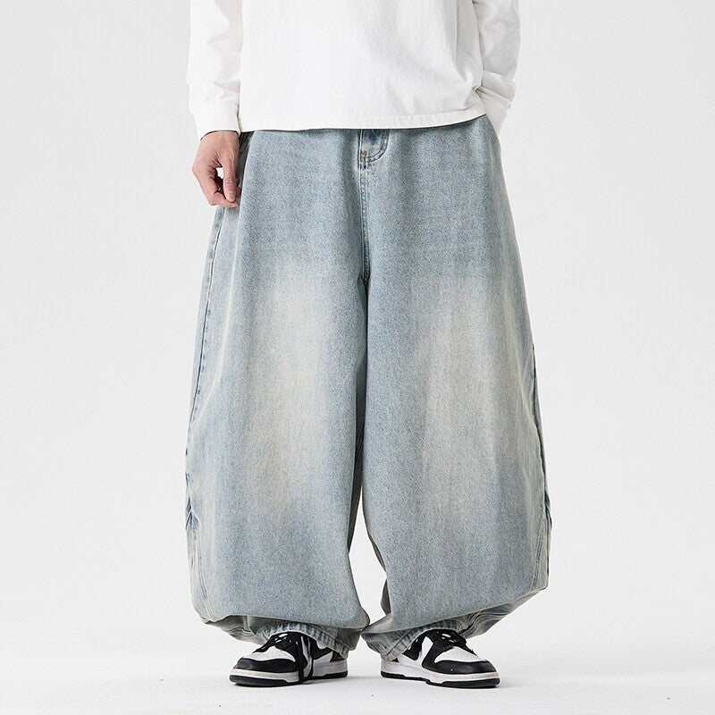Herren extremweit geschnittene Baggy-Jeans mit tiefem Schritt und ballonförmigem Saum Shop Nory