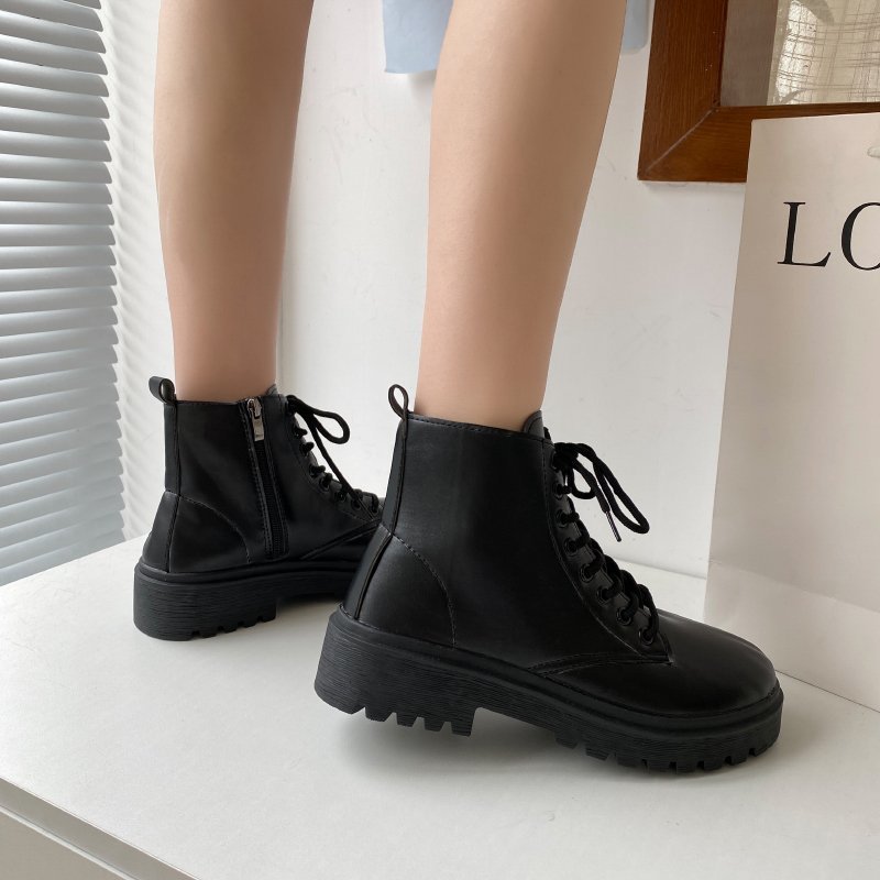 Damen modische Schnürstiefeletten mit robustem Profil