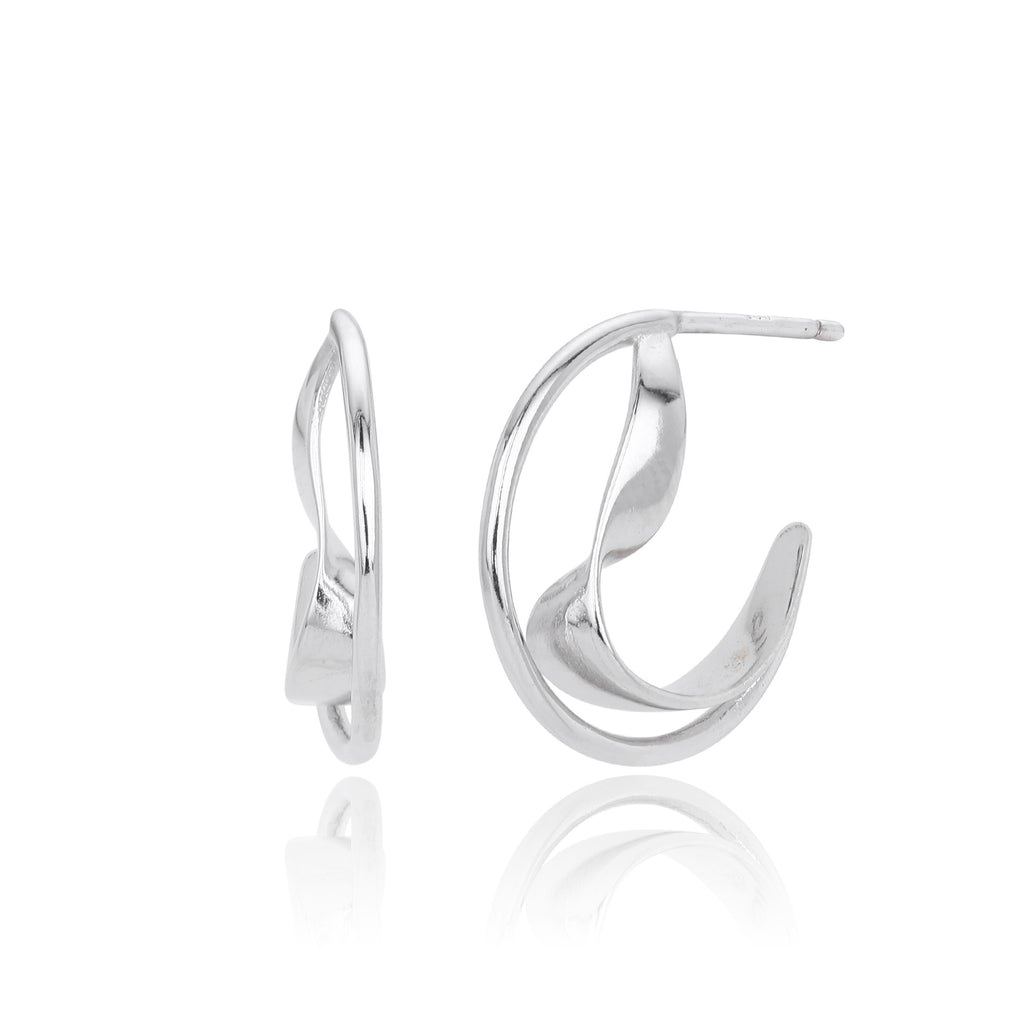 Damen Ohrhänger aus hochwertigem 925 Sterling Silber mit modernem geschwungenem Design Shop Nory