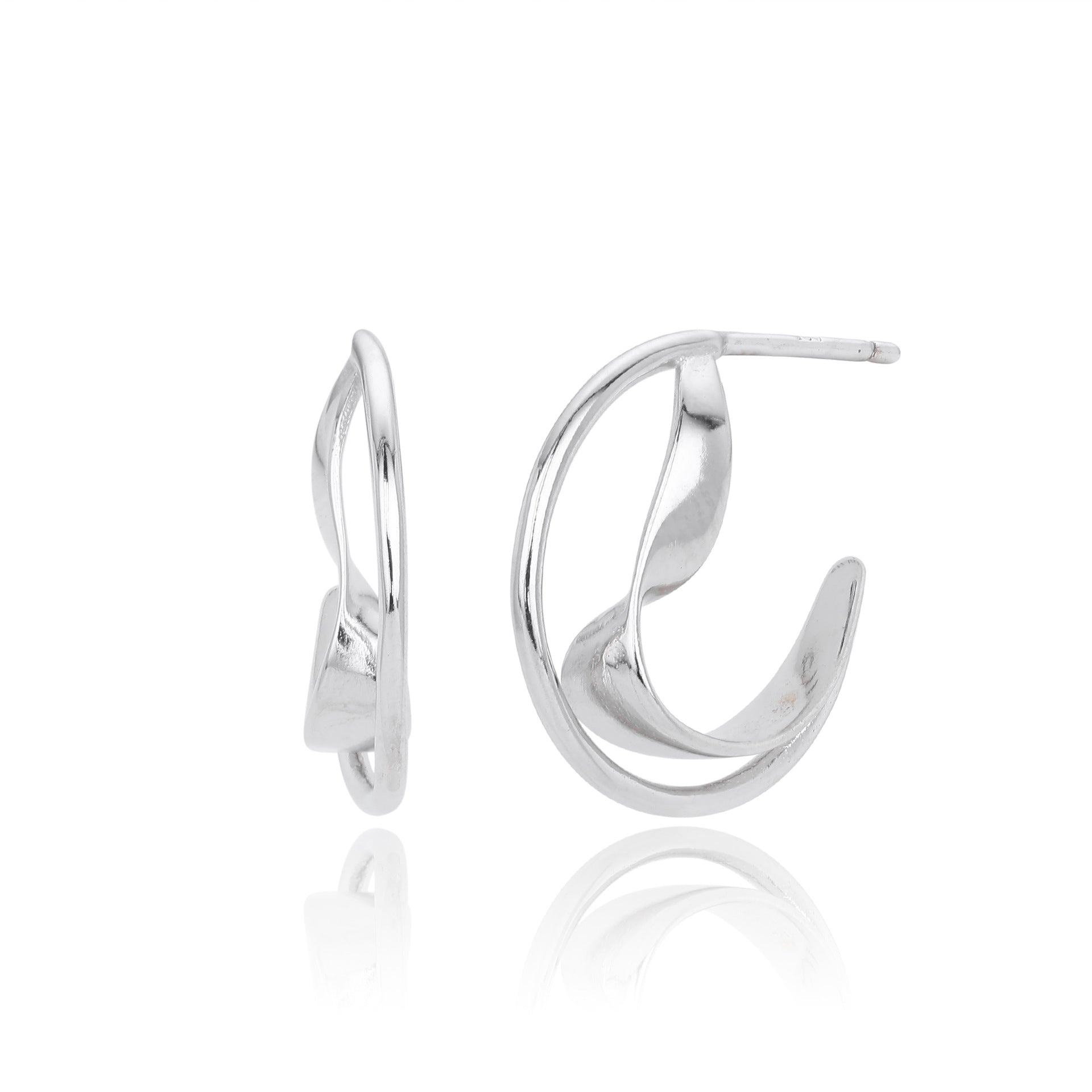 Damen Ohrhänger aus hochwertigem 925 Sterling Silber mit modernem geschwungenem Design Shop Nory
