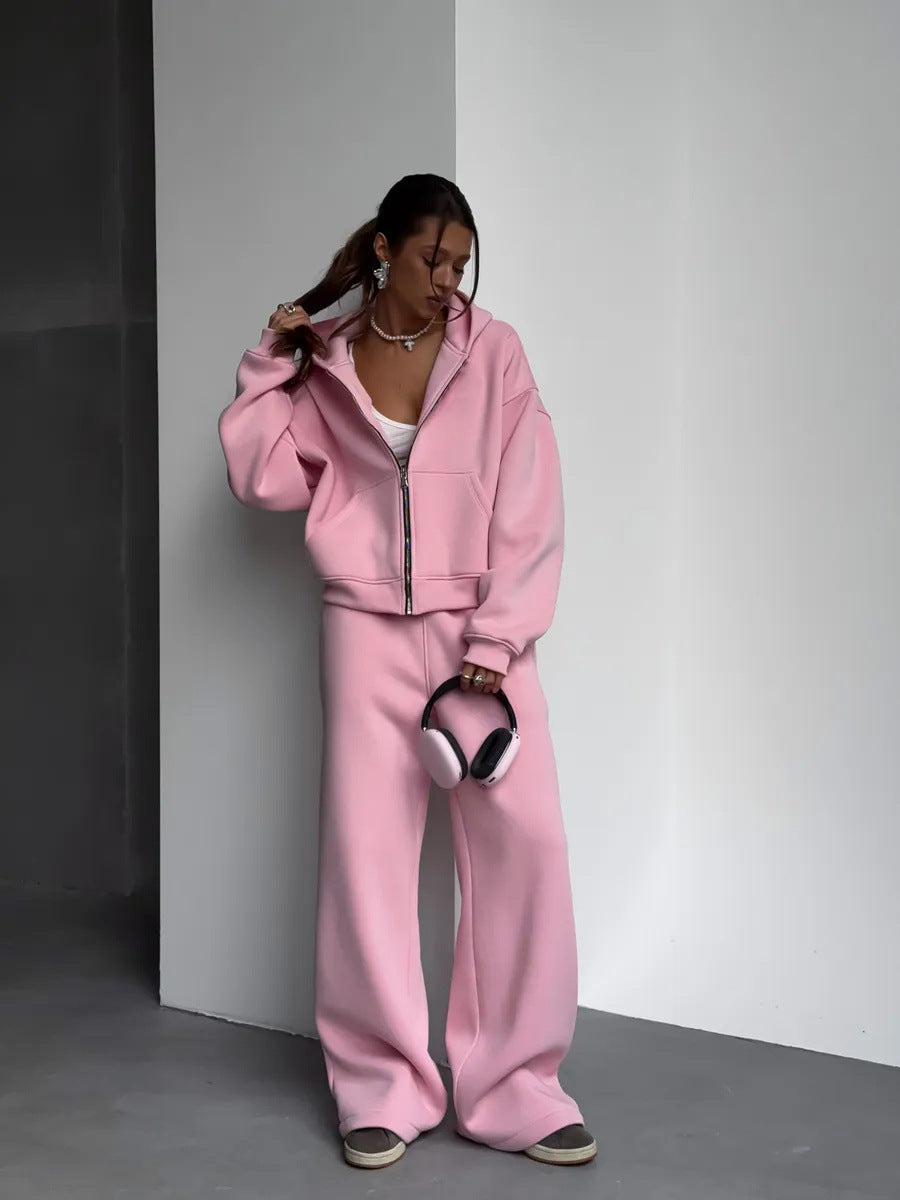 Damen Oversized Kapuzenjacke und Sweathose Set Shop Nory