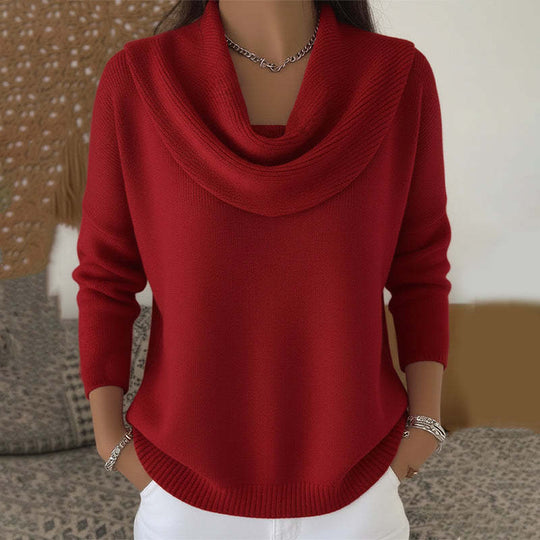Damen nan schimmernder Strickpullover mit Wasserfallkragen, feiner Glitzerstruktur und schmalem Saum Shop Nory