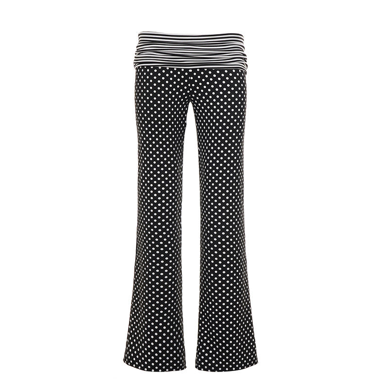 Damen nan weite Marlene-Hose mit hohem Umschlag-Bauchbund und gepunktetem Stretchjersey Shop Nory