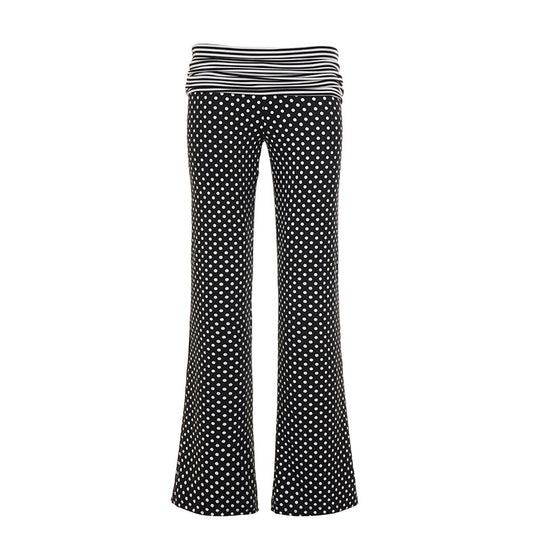Damen nan weite Marlene-Hose mit hohem Umschlag-Bauchbund und gepunktetem Stretchjersey Shop Nory