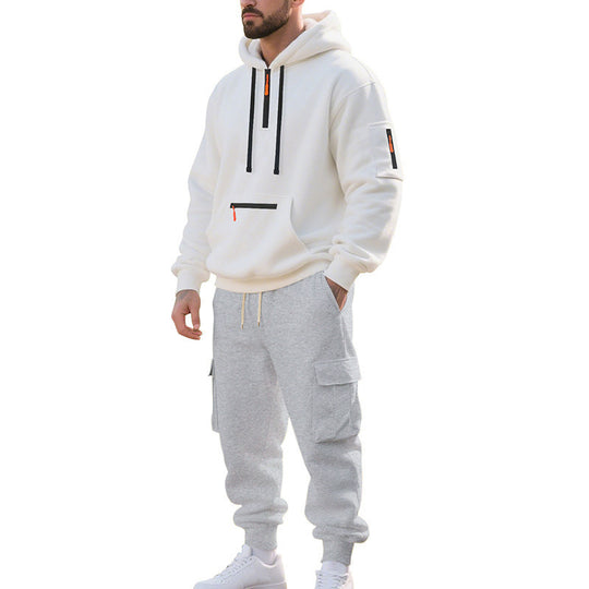 Herren Zweiteiliger Performance-Jogginganzug mit Kapuzen-Hoodie, wasserabweisenden Reißverschlüssen und Cargo-Jogger Shop Nory