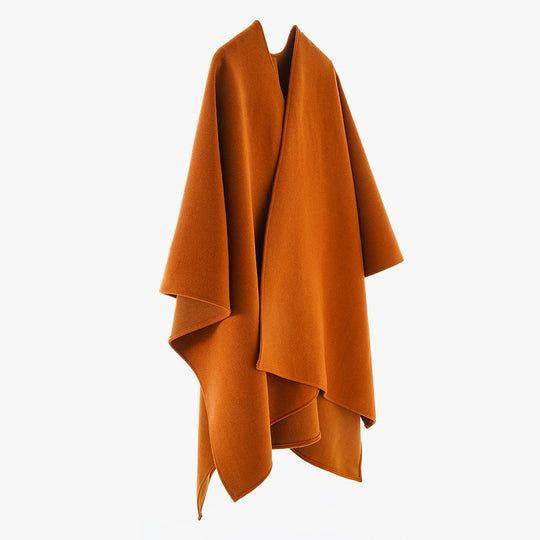 Damen Asymmetrischer Wollmix-Capeponcho mit drapiertem Wickelvorderteil Shop Nory