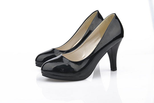 Damen elegante Hochglanz-Pumps mit bequemem Innenfutter und stabilem Blockabsatz