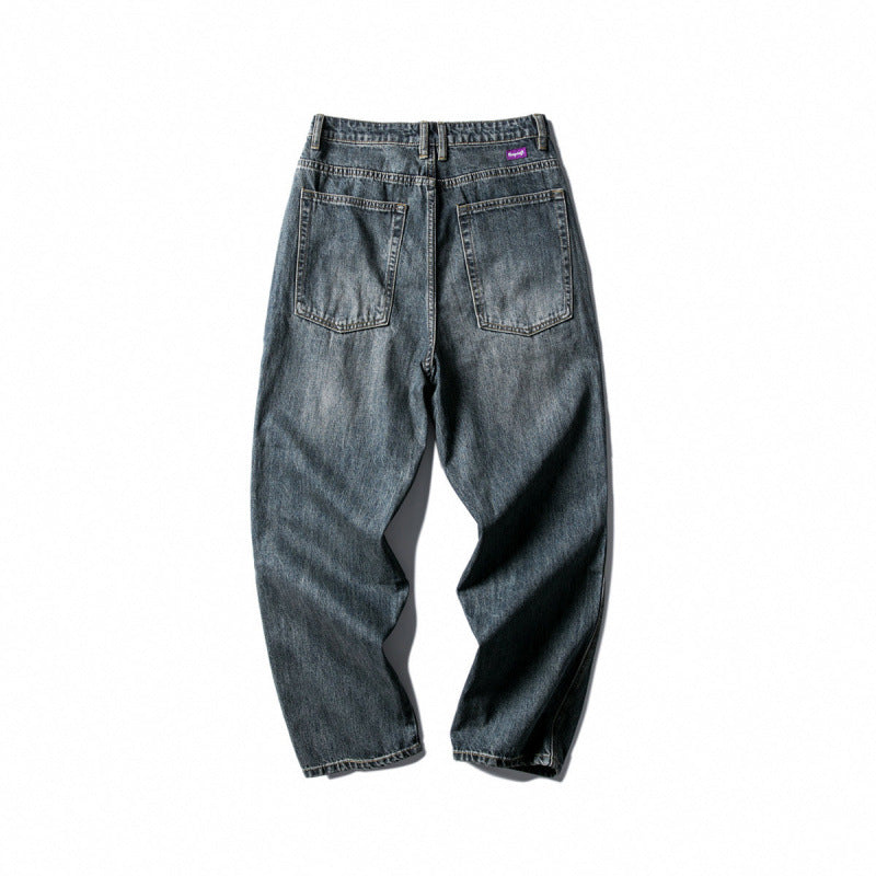 Herren Weite Baggy-Jeans aus robustem Denim mit hoher Bundhöhe und Used‑Waschung Shop Nory