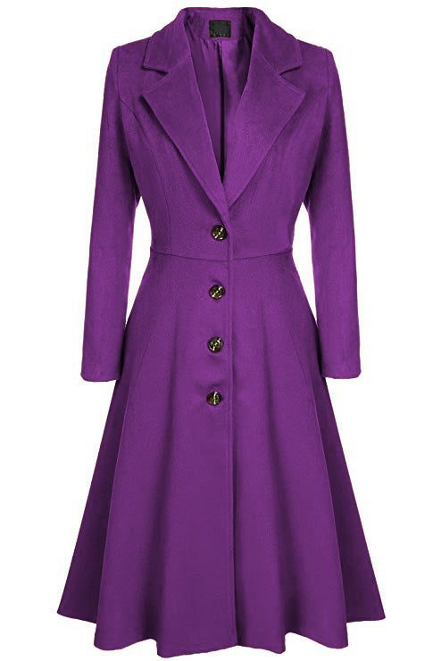 Damen eleganter Trenchcoat mit strukturiertem Fleece und kunstvollen Knopfdetails