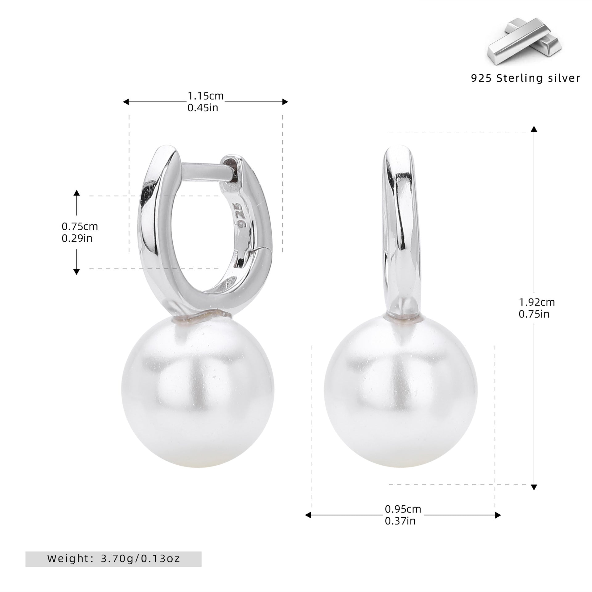 Damen Ohrhänger mit eleganten Perlen und hochwertigem 925 Sterling Silber Shop Nory