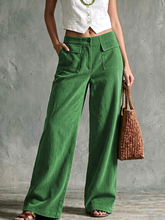 Damen Weite Cord-Palazzohose mit hoher Taille und aufgesetzten Pattentaschen Shop Nory