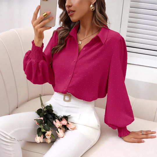 Damen Cropped-Bluse mit Struktur, Puffärmeln und Smokbündchen Shop Nory