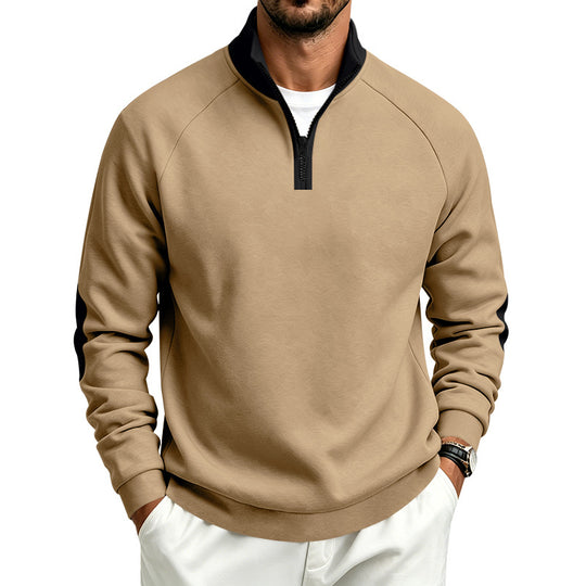 Herren Halbzip-Pullover mit Stehkragen und Ellbogen-Patches Shop Nory