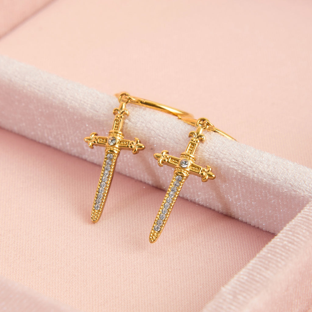 Damen Ohrhänger mit Kreuzanhänger und funkelnden Zirkonia Shop Nory