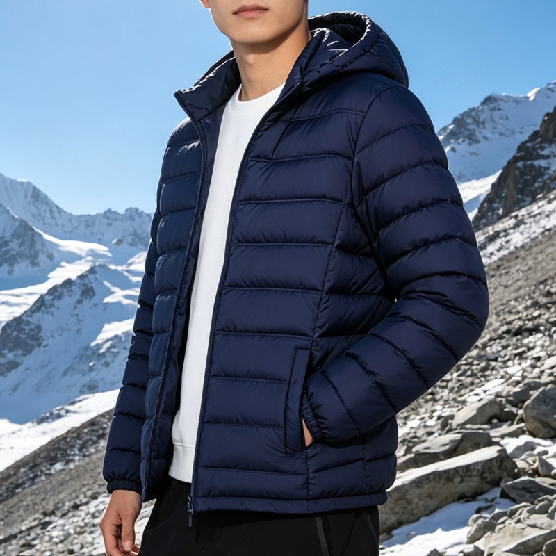 Herren Wattierte leichte Kapuzensteppjacke mit Thermofüllung und durchgehendem Reißverschluss Shop Nory