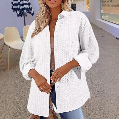 Damen Oversize Strick‑Hemdjacke mit Zopfmuster und Knopfleiste Shop Nory
