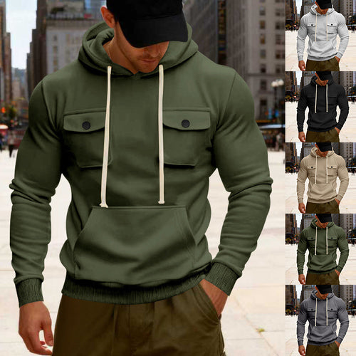 Herren Kapuzenpullover mit Brustklappentasche, Kängurutasche & Rippbündchen Shop Nory