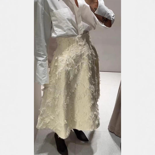 Damen Midirock mit hoher Taille und fransiger Struktur Shop Nory