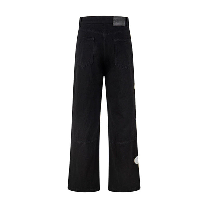 Damen Jeans mit hohem Bund, weitem Beinverlauf, Stick- und Destroy-Details Shop Nory