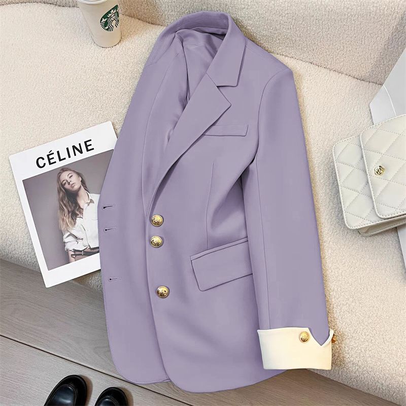 Damen Eleganter Blazer mit Goldknopfdetails Shop Nory