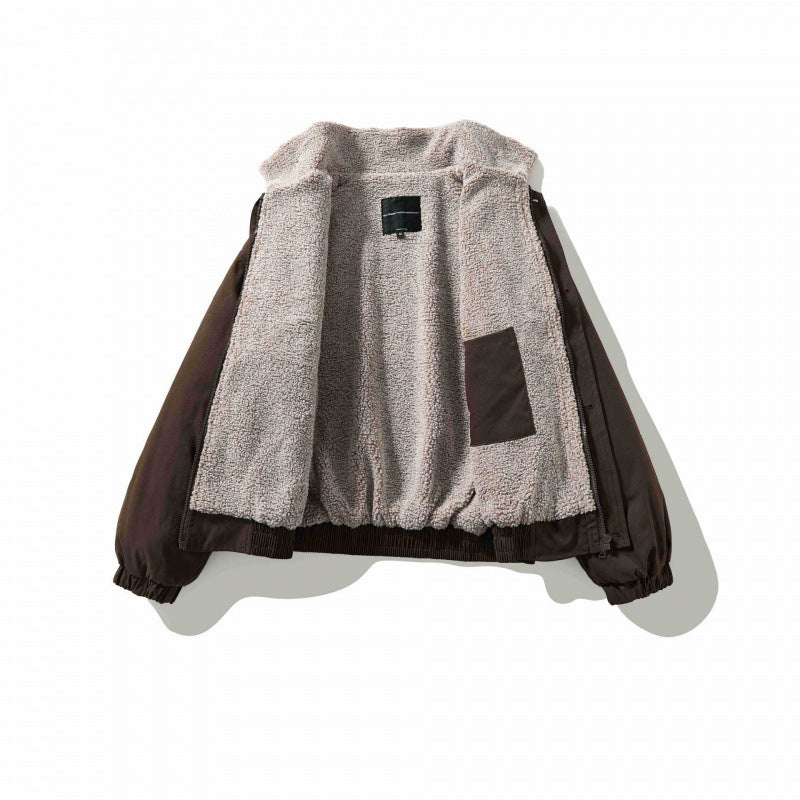 Herren Boxy-Utility-Bomberjacke mit Sherpa-Kragen und verdeckter Druckknopfleiste Shop Nory
