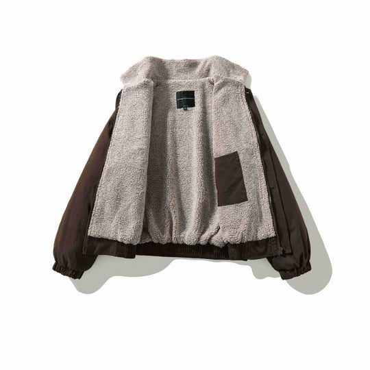 Herren Boxy-Utility-Bomberjacke mit Sherpa-Kragen und verdeckter Druckknopfleiste Shop Nory