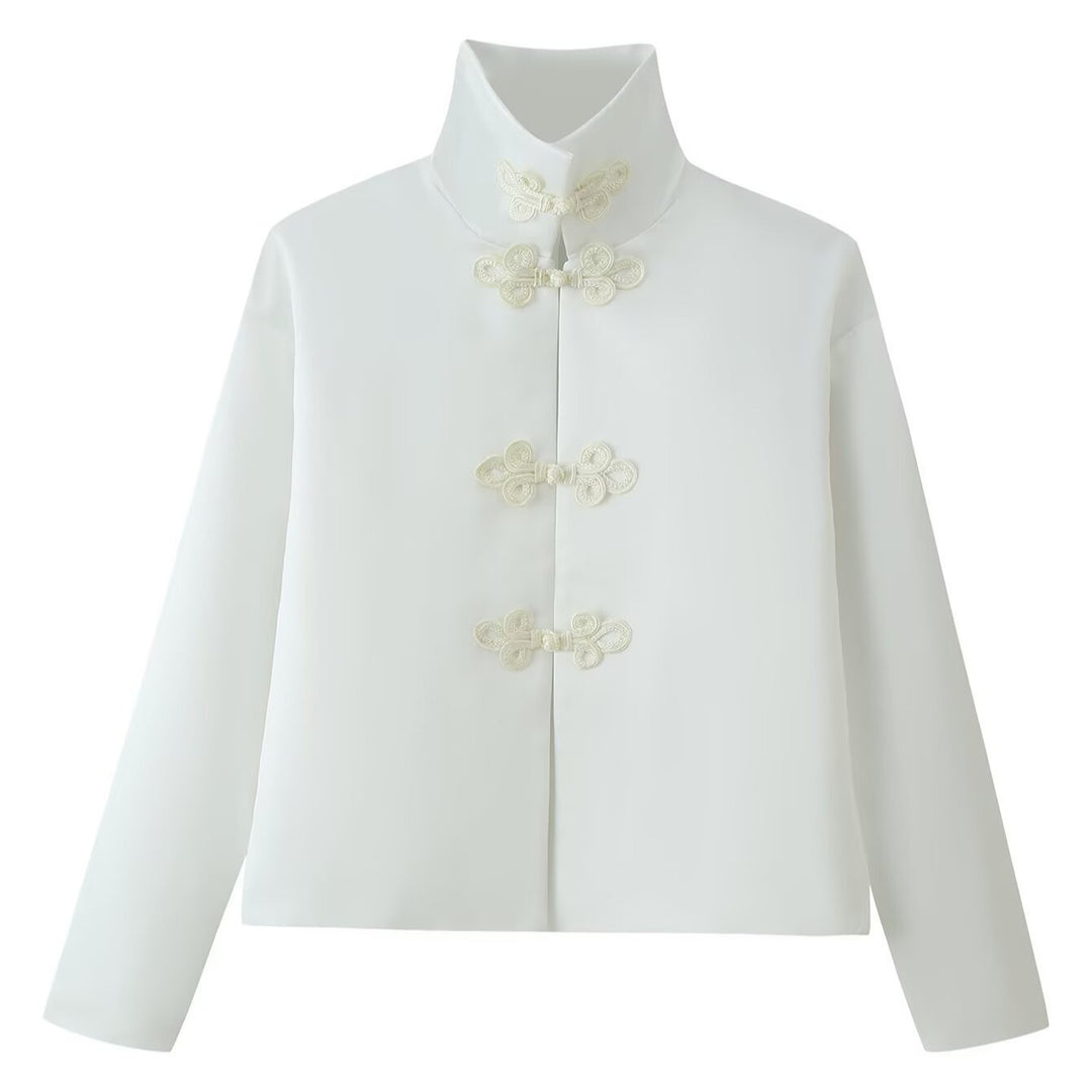 Damen Kurzjacke mit Stehkragen und dekorativen Knotenverschlüssen Shop Nory