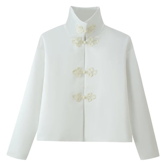 Damen Kurzjacke mit Stehkragen und dekorativen Knotenverschlüssen Shop Nory