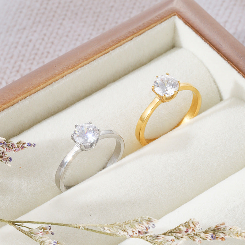 Damen eleganter Ring mit funkelndem Zirkonia-Stein Shop Nory