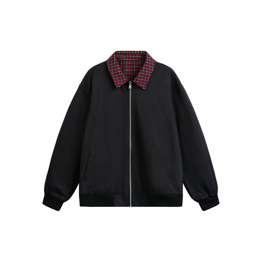 Unisex Wende‑Bomberjacke mit Karofutter, Reißverschluss und gerippten Bündchen Shop Nory