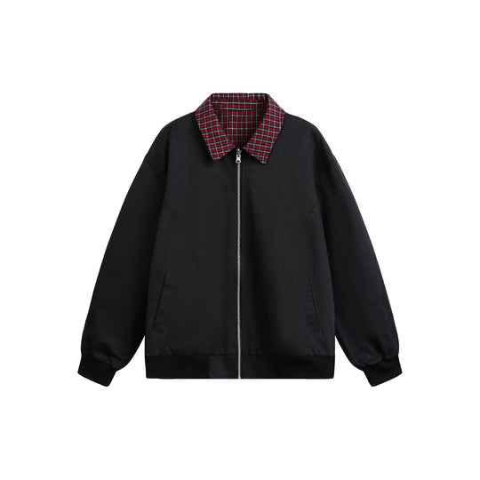 Unisex Wende‑Bomberjacke mit Karofutter, Reißverschluss und gerippten Bündchen Shop Nory