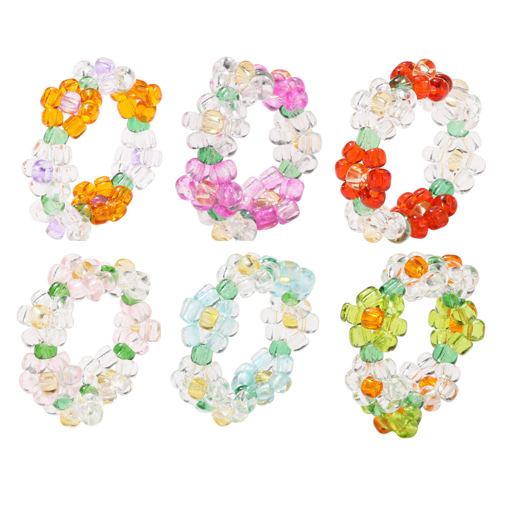 Damenring mit bunten Perlen und floralen Motiven Shop Nory