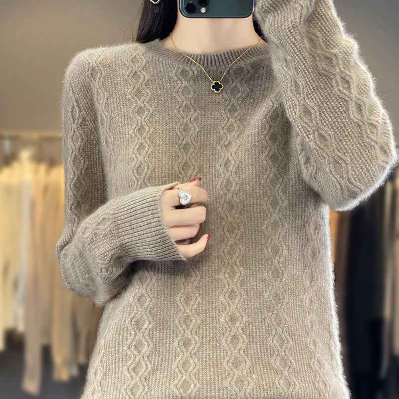 Damen Zopfmuster-Feinstrickpullover mit feiner Struktur und kastiger Silhouette Shop Nory