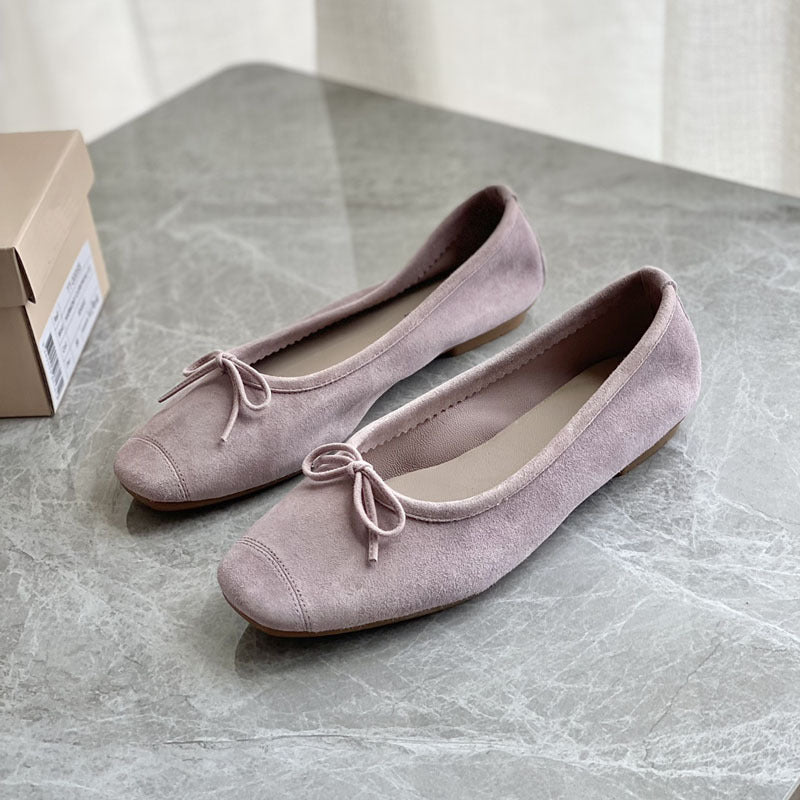 Damen Flache Ballerinas mit zierlichem Schleifenakzent