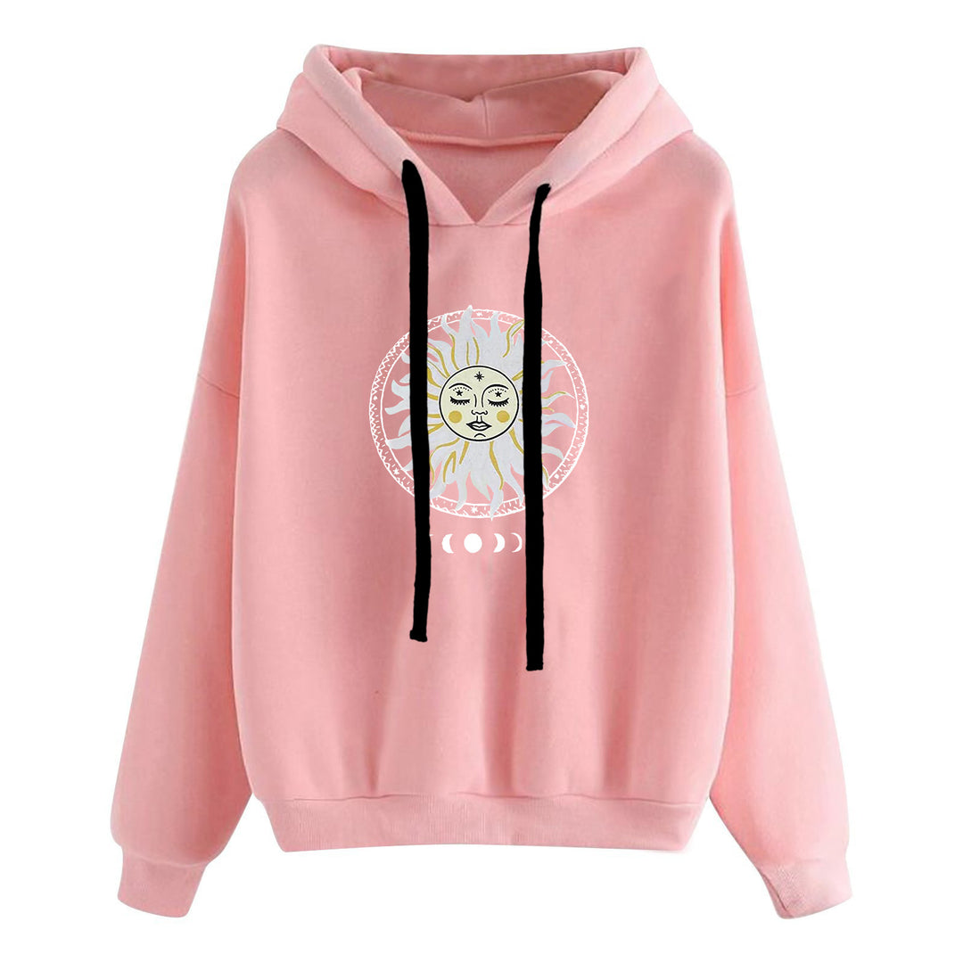 Damen nan lässiger Oversize Kapuzenpullover mit Herz‑und‑Pfotenprint, Kordelzug und gerippten Bündchen Shop Nory