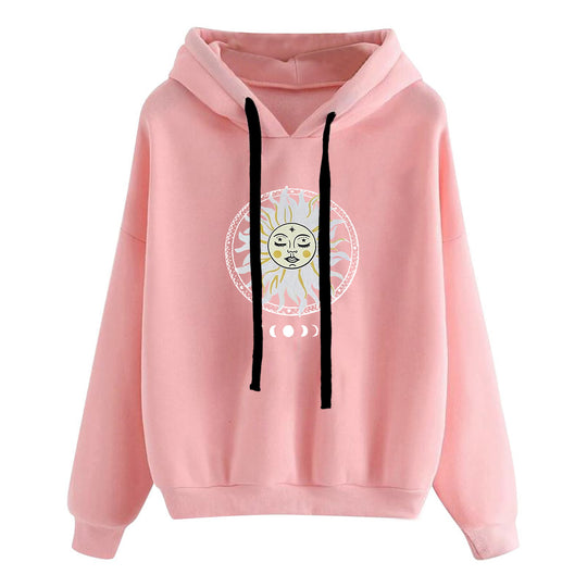 Damen nan lässiger Oversize Kapuzenpullover mit Herz‑und‑Pfotenprint, Kordelzug und gerippten Bündchen Shop Nory