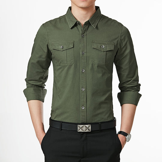 Herren Slim-Fit Oxford-Hemd mit Brustklappen und Kentkragen Shop Nory