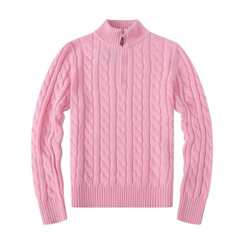 Herren Kabelstrickpullover mit Halbzip und Stehkragen aus weicher Kaschmirmischung Shop Nory