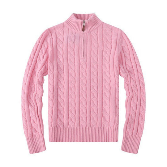 Herren Kabelstrickpullover mit Halbzip und Stehkragen aus weicher Kaschmirmischung Shop Nory